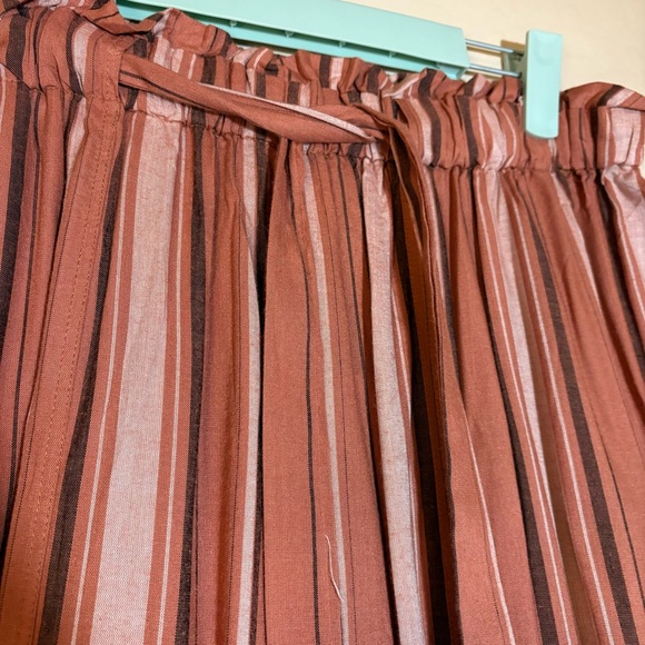 Angie Tie Waist Rust Colored Striped Wide Leg Palazzo Boho Trouser Pants Size L - Picture 11 of 13